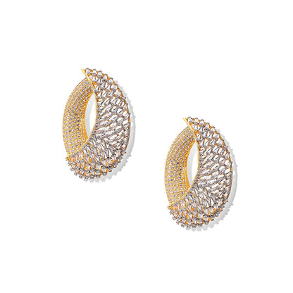 Shaze Aurora Light Three Tone Danglers Earrings Rhodium-Plated Jewellery