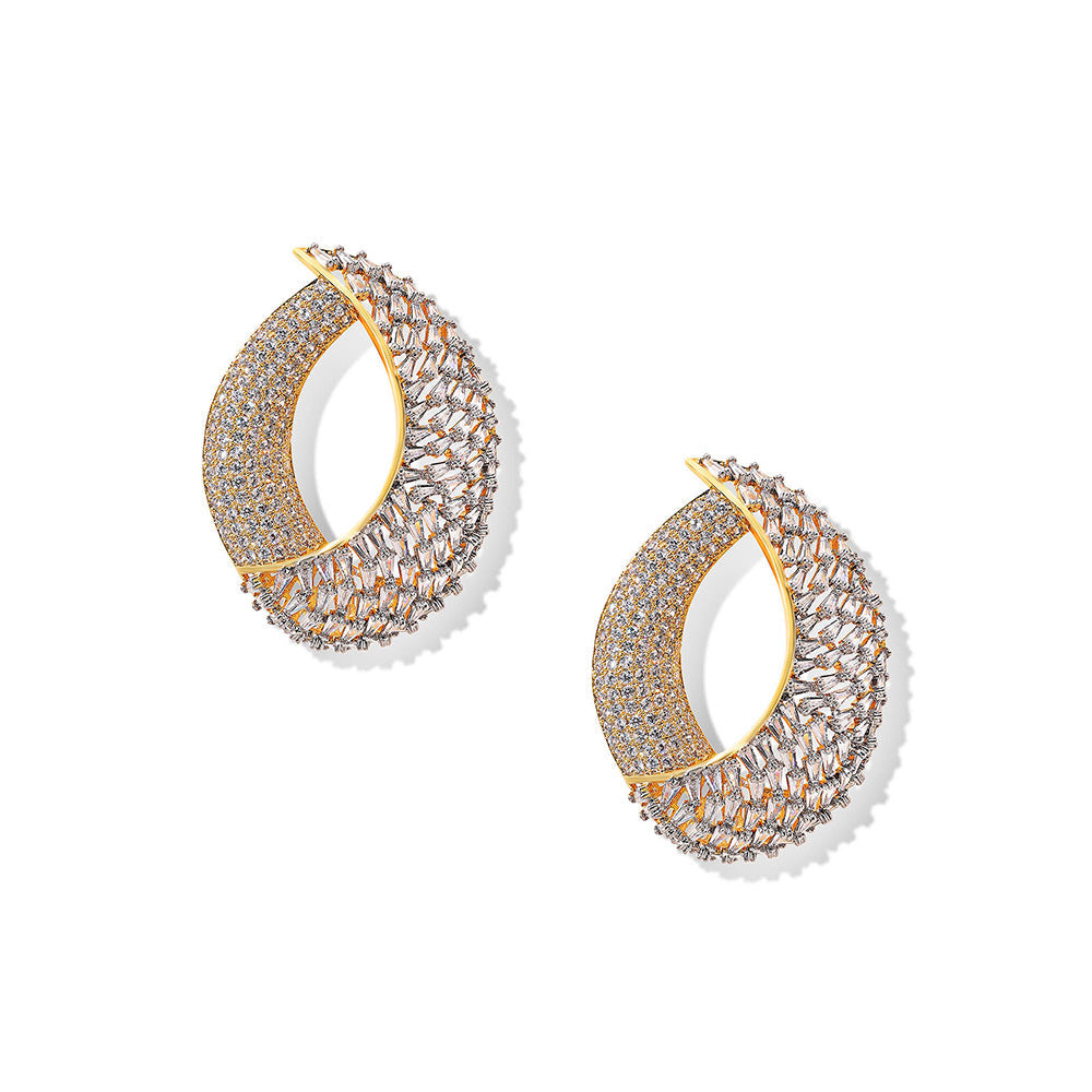 Shaze Aurora Light Three Tone Danglers Earrings Rhodium-Plated Jewellery