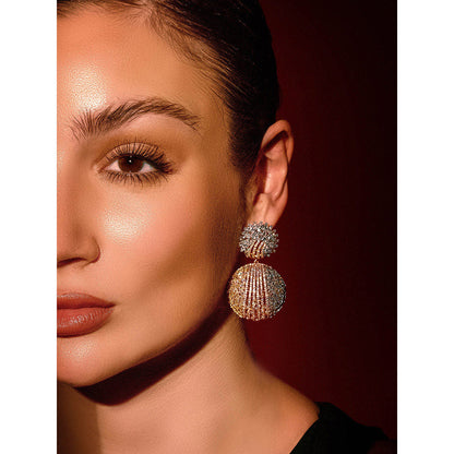 Shaze Glacier Gleams Three Tone Danglers Earrings Rhodium-Plated Jewellery