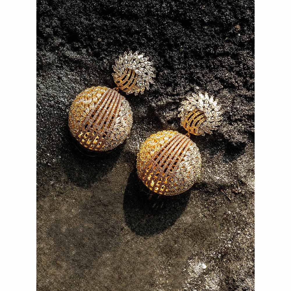 Shaze Glacier Gleams Three Tone Danglers Earrings Rhodium-Plated Jewellery