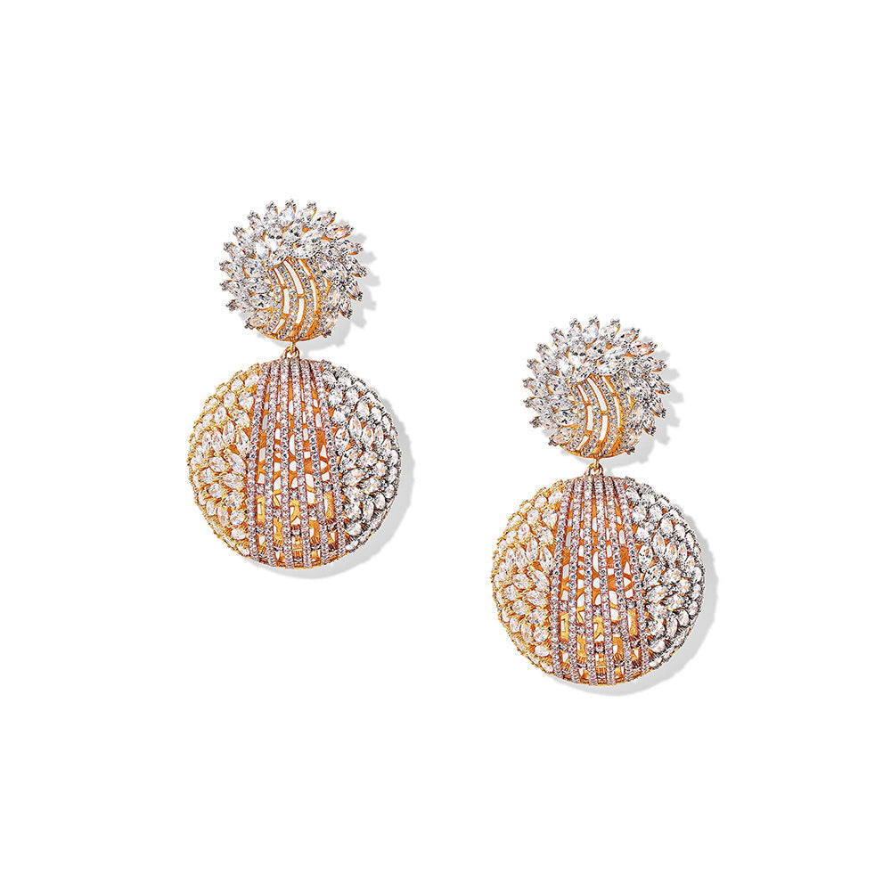 Shaze Glacier Gleams Three Tone Danglers Earrings Rhodium-Plated Jewellery