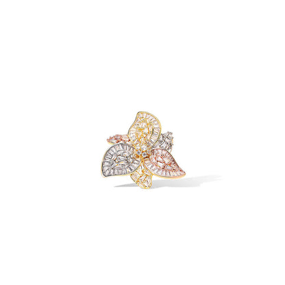 Shaze Ice Crystal Three Tone Rings Rhodium-Plated Jewellery