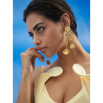 Shaze Nautilus Charm Drop Earrings
