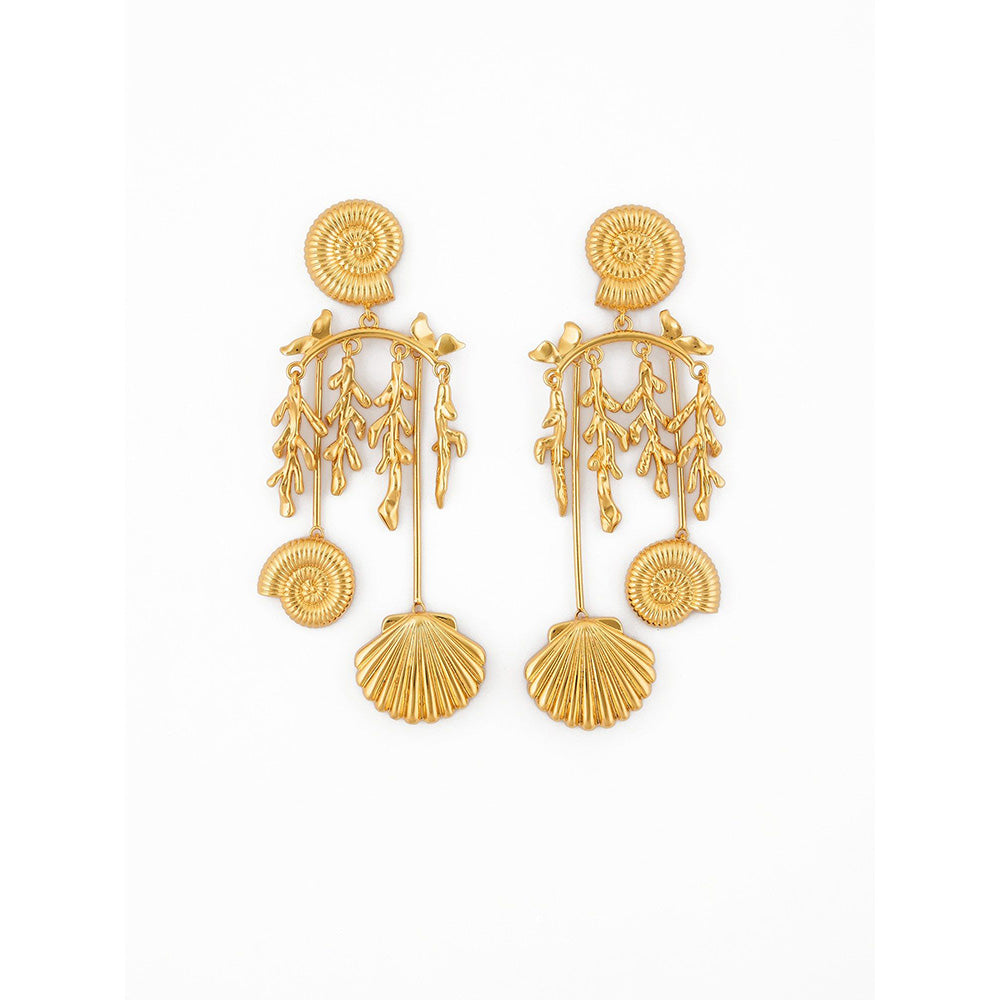 Shaze Nautilus Charm Drop Earrings