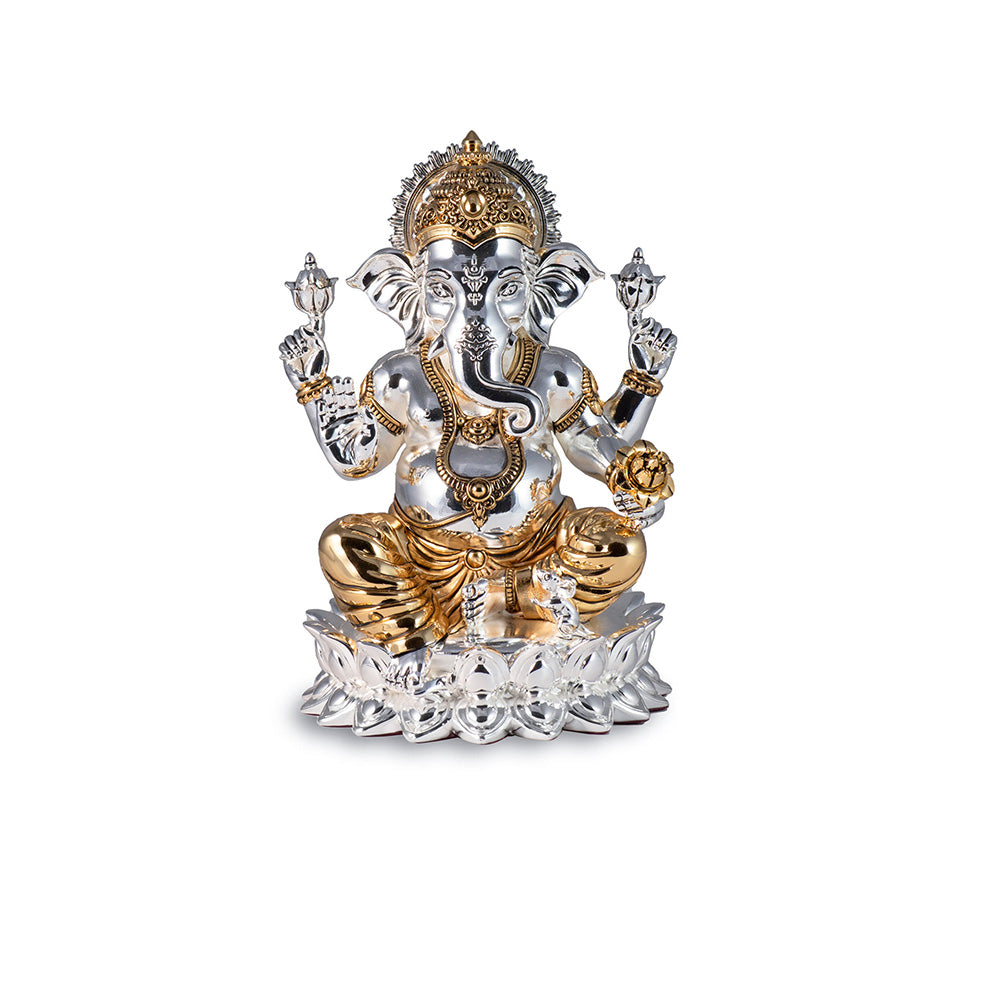 Shaze Lotus Ganesha- Gold & Silver Figurine