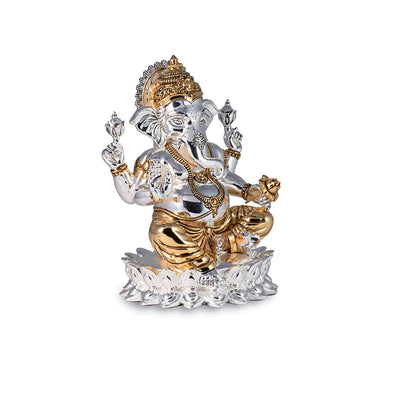 Shaze Lotus Ganesha- Gold & Silver Figurine
