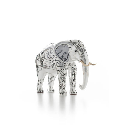 Shaze Silver Chrome Elephant Figurine with Gold Tusks