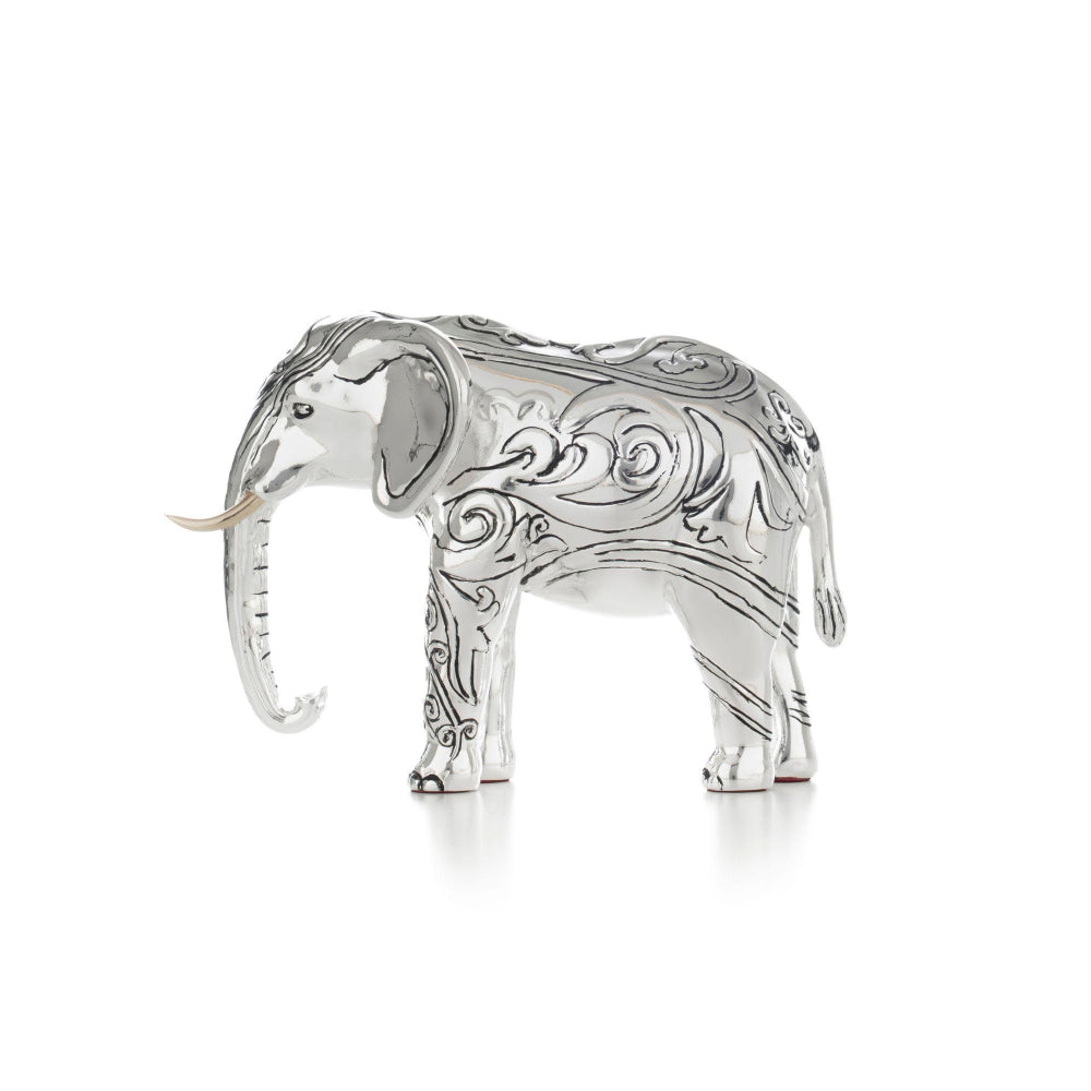 Shaze Silver Chrome Elephant Figurine with Gold Tusks
