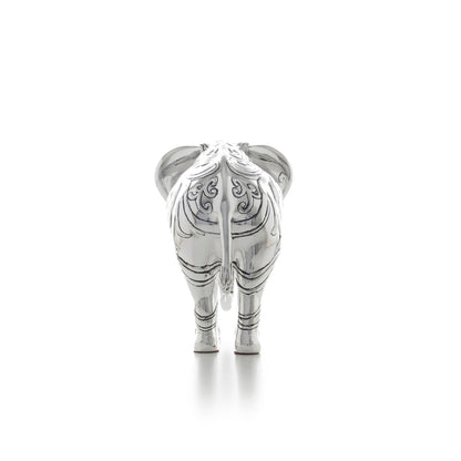 Shaze Silver Chrome Elephant Figurine with Gold Tusks