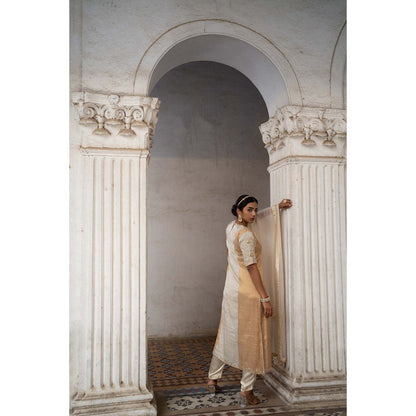 Sheela Suthar Ivory Kurta with Pant and Dupatta (Set of 3)