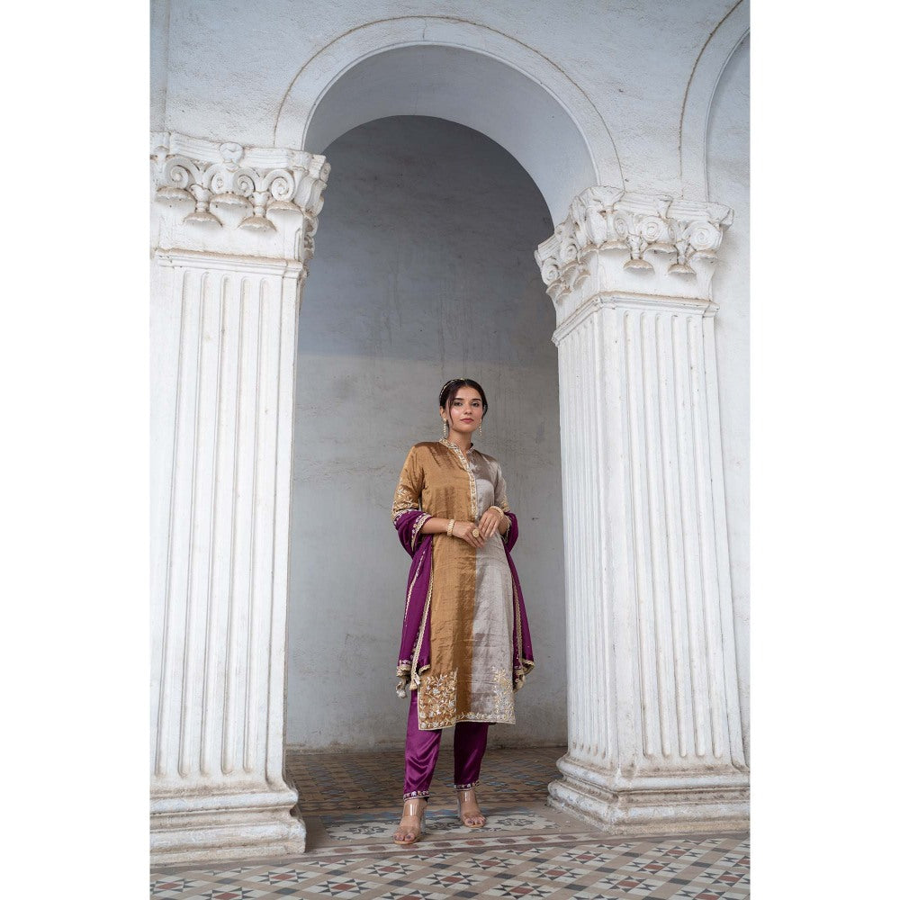 Sheela Suthar Purple Kurta with Pant and Dupatta (Set of 3)
