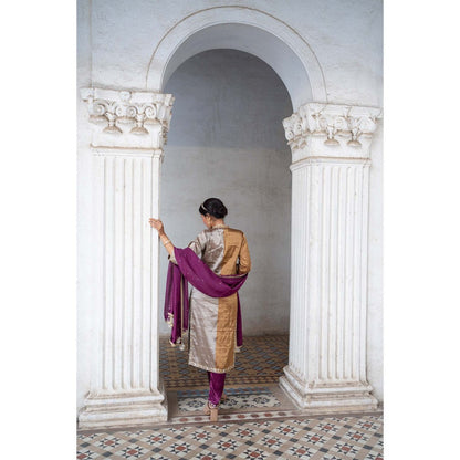 Sheela Suthar Purple Kurta with Pant and Dupatta (Set of 3)