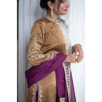 Sheela Suthar Purple Kurta with Pant and Dupatta (Set of 3)