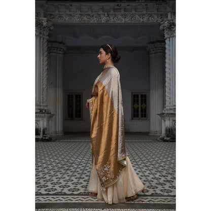 Sheela Suthar Beige Short Kurti with Sharara and Dupatta (Set of 3)