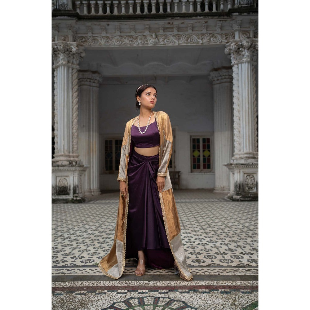 Sheela Suthar Multi-Colour Signature Tissue Long Shrug