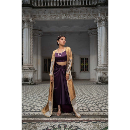 Sheela Suthar Multi-Colour Signature Tissue Long Shrug