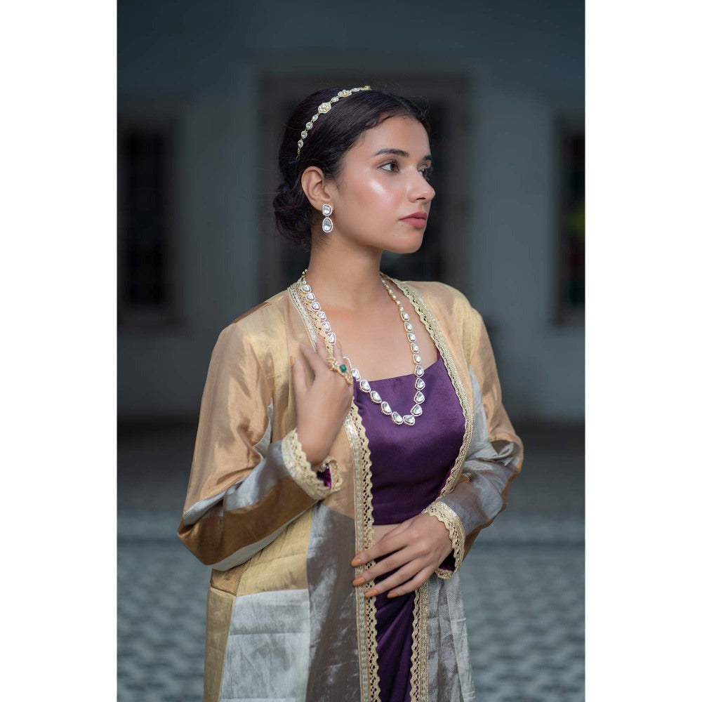 Sheela Suthar Multi-Colour Signature Tissue Long Shrug