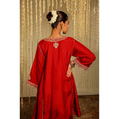 Sheetal Batra Mehreen Kurta & Salwar-Red (Set of 2)