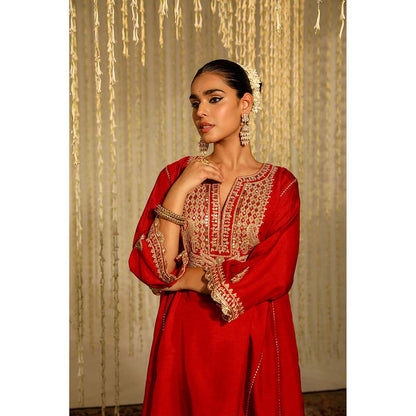Sheetal Batra Mehreen Kurta & Salwar-Red (Set of 2)