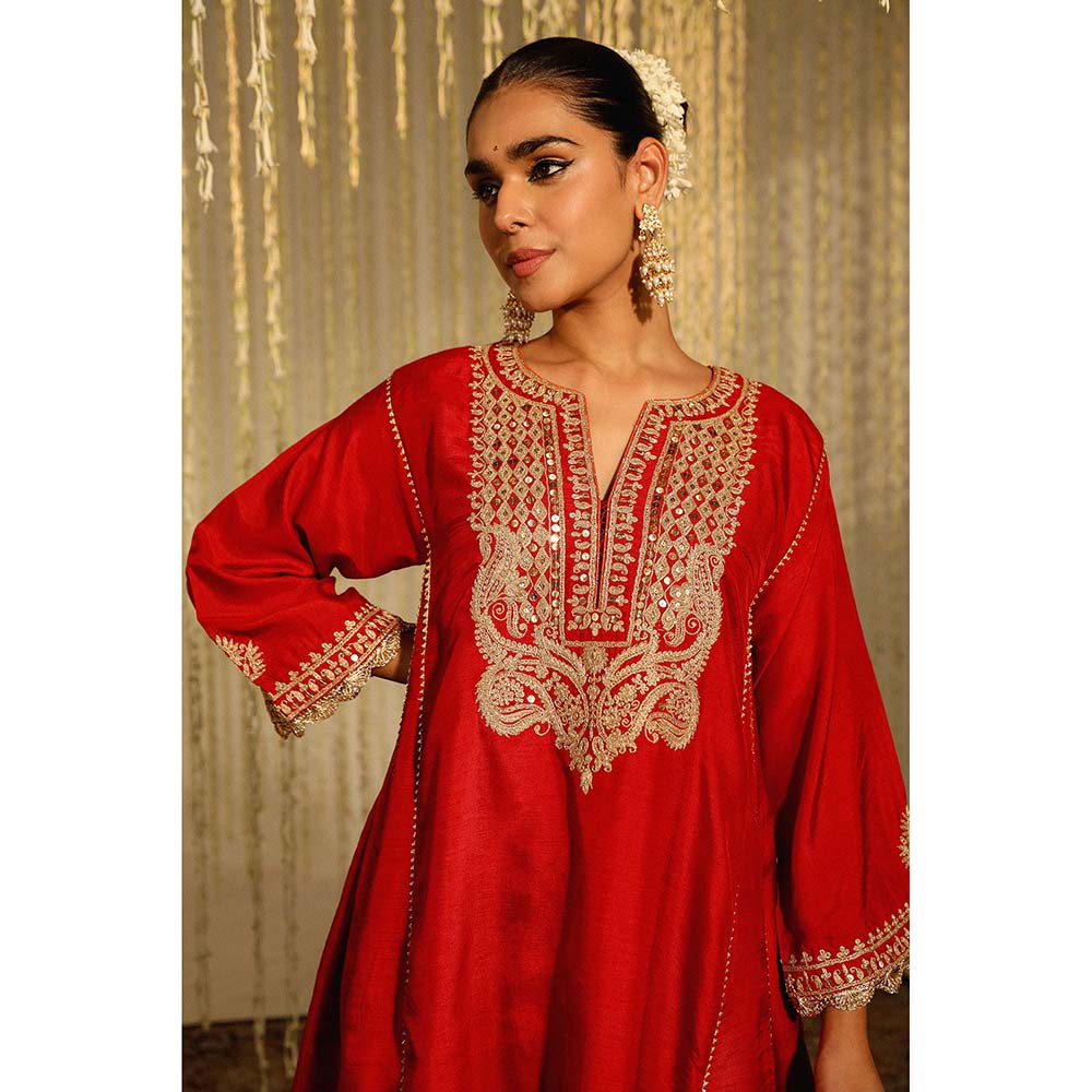 Sheetal Batra Mehreen Kurta & Salwar-Red (Set of 2)