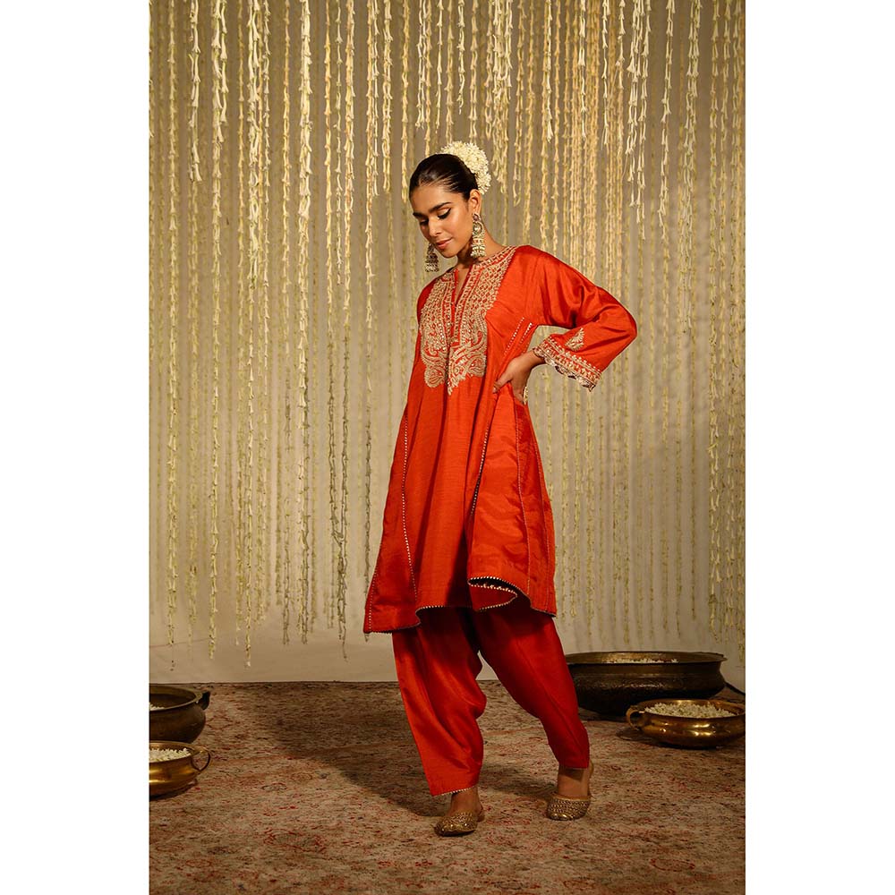 Sheetal Batra Mehreen Kurta & Salwar-Orange (Set of 2)