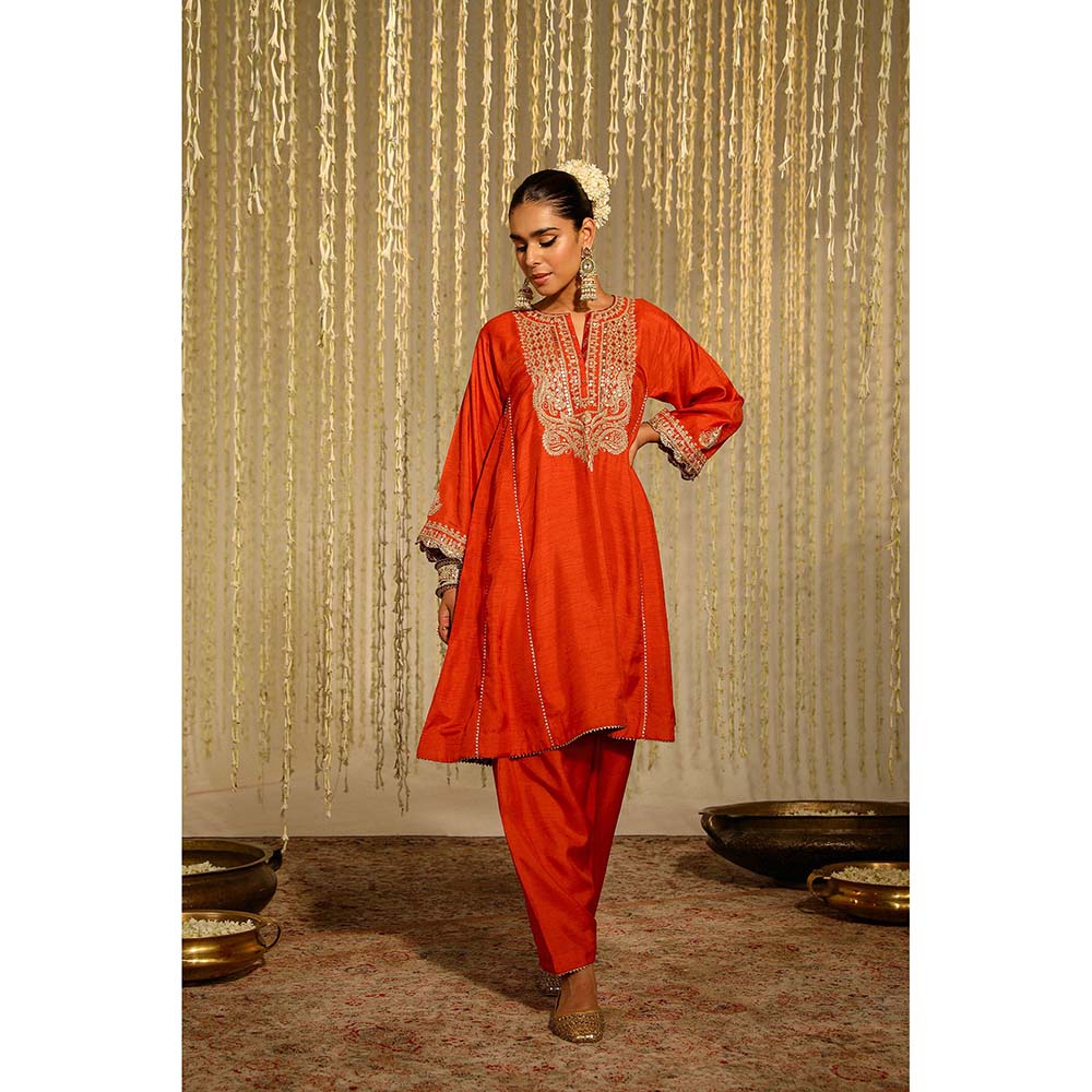 Sheetal Batra Mehreen Kurta & Salwar-Orange (Set of 2)
