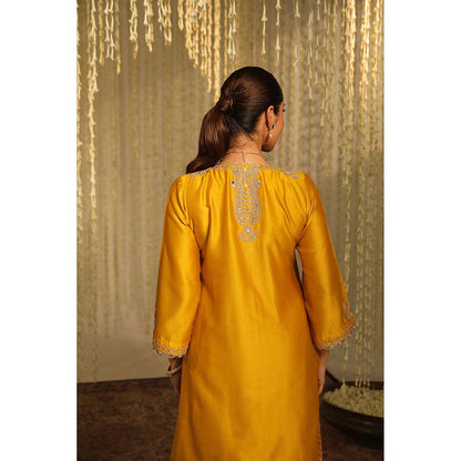 Sheetal Batra Umrah Kurta & Dhoti-Mustard (Set of 2)