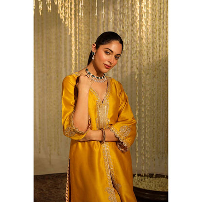 Sheetal Batra Umrah Kurta & Dhoti-Mustard (Set of 2)