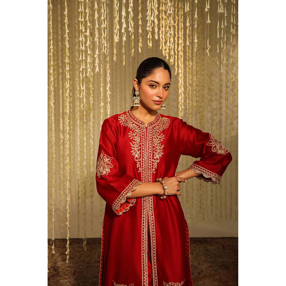 Sheetal Batra Gulbano Kurta & Dhoti-Red (Set of 2)