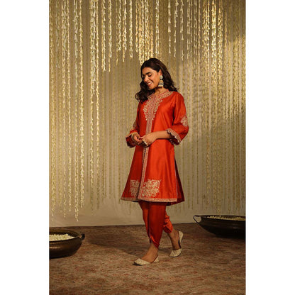 Sheetal Batra Gulbano Kurta & Dhoti-Orange (Set of 2)