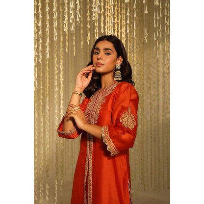 Sheetal Batra Gulbano Kurta & Dhoti-Orange (Set of 2)