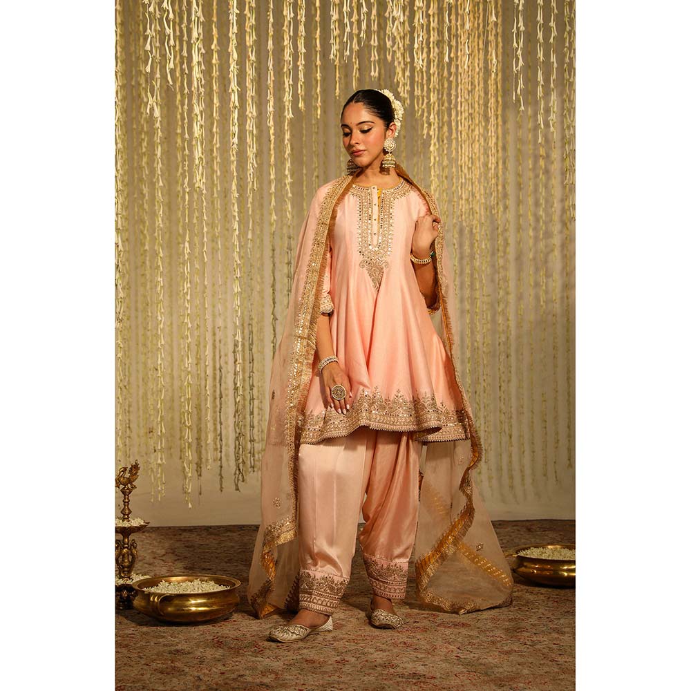 Sheetal Batra Warizah Kurta & Salwar with Dupatta-Pink (Set of 3)