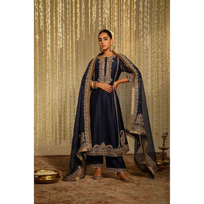 Sheetal Batra Sabirah Kurta & Palazzo with Dupatta-Blue (Set of 3)