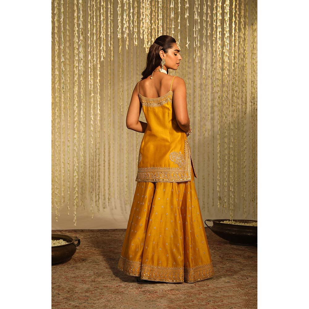 Sheetal Batra Aabroo Kurta & Sharara Pant with Dupatta-Mustard (Set of 3)