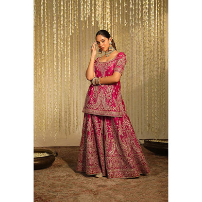 Sheetal Batra Mazneen Kurta & Sharara Pant with Dupatta-Pink (Set of 3)