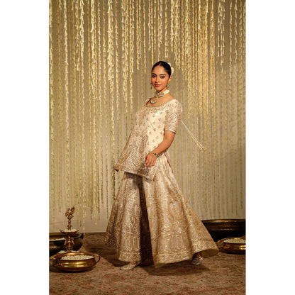 Sheetal Batra Mazneen Kurta & Sharara Pant with Dupatta-Ivory (Set of 3)