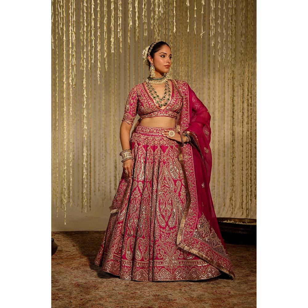 Sheetal Batra Amirah Lehenga & Blouse with Dupatta-Pink (Set of 3)