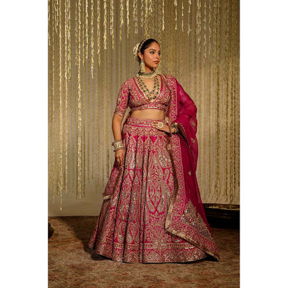 Sheetal Batra Amirah Lehenga & Blouse with Dupatta-Pink (Set of 3)