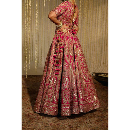 Sheetal Batra Amirah Lehenga & Blouse with Dupatta-Pink (Set of 3)