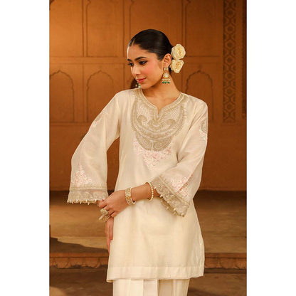 Sheetal Batra Ivory Short Kurta With Salwar (Set of 2)
