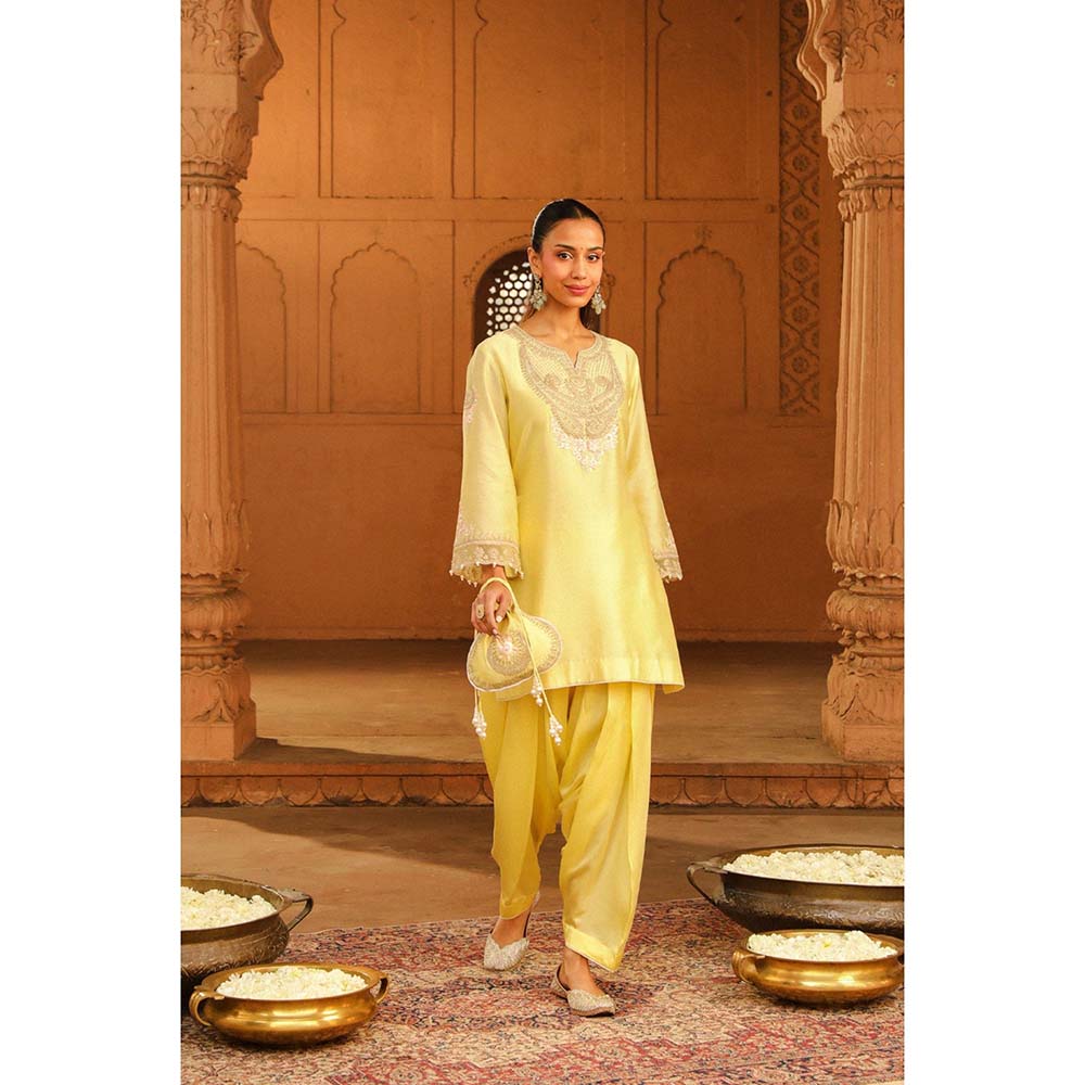 Sheetal Batra Yellow Short Kurta With Salwar (Set of 2)