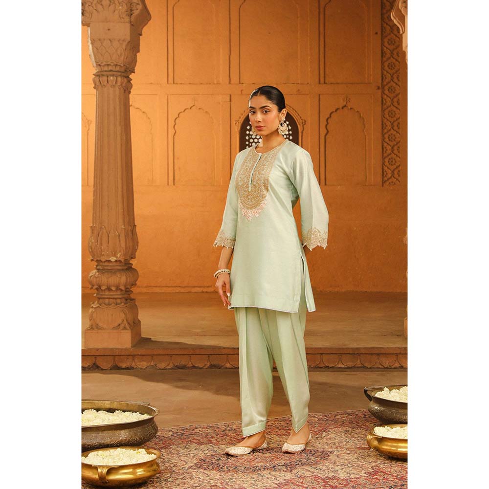 Sheetal Batra Green Short Kurta With Salwar (Set of 2)