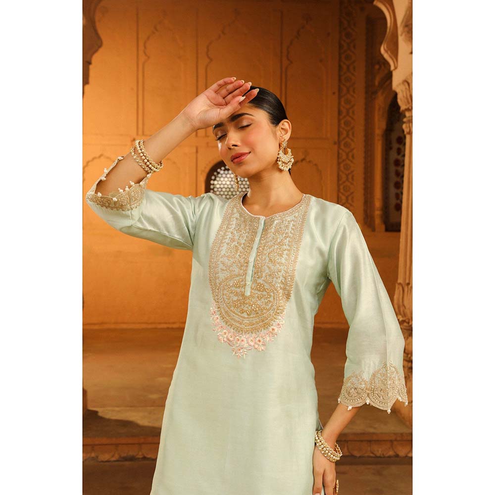Sheetal Batra Green Short Kurta With Salwar (Set of 2)