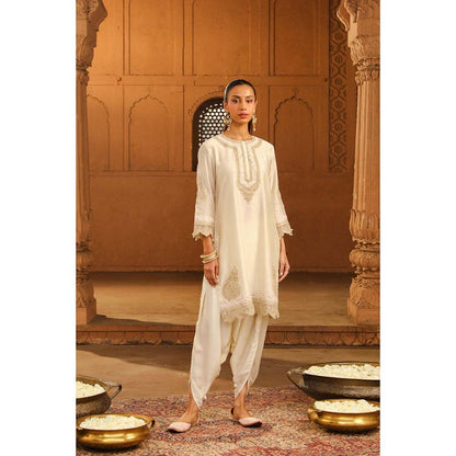 Sheetal Batra Ivory Short Kurta With Dhoti (Set of 2)