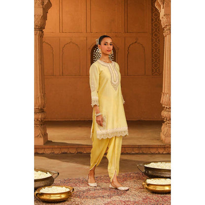 Sheetal Batra Yellow Short Kurta With Dhoti (Set of 2)