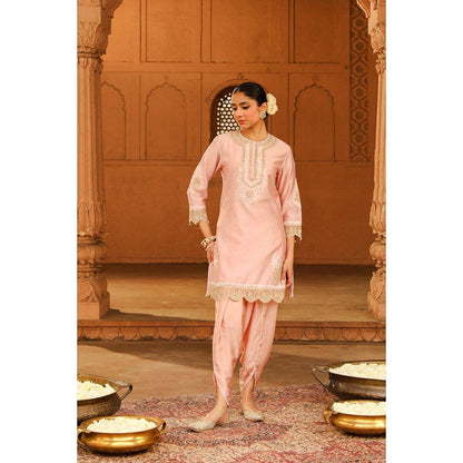 Sheetal Batra Pink Short Kurta With Dhoti (Set of 2)
