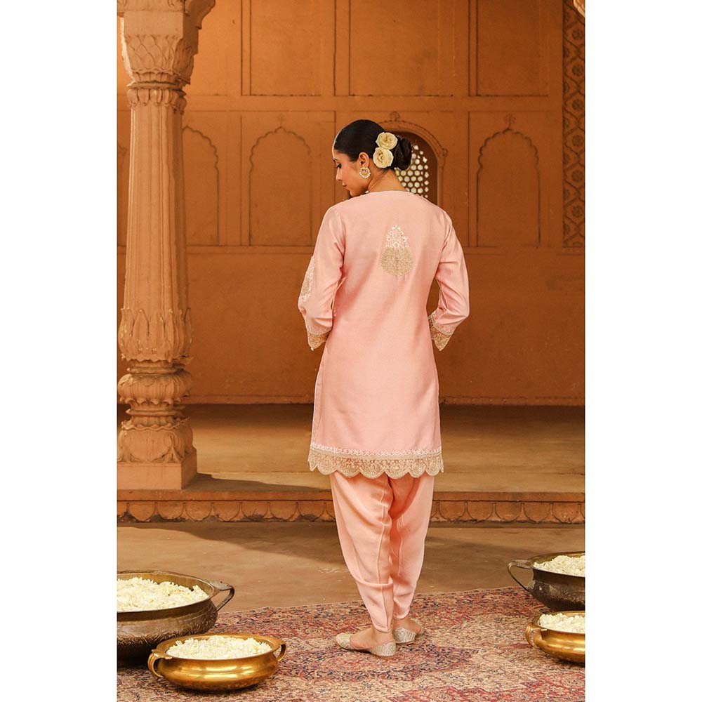 Sheetal Batra Pink Short Kurta With Dhoti (Set of 2)