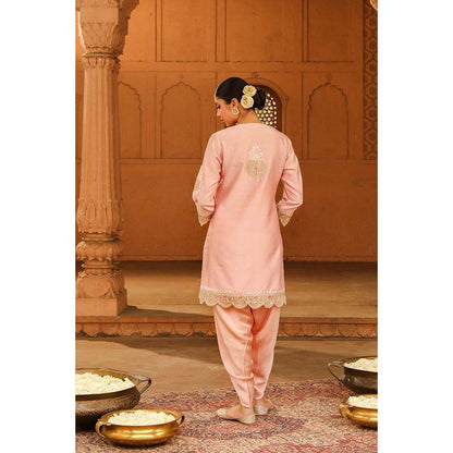 Sheetal Batra Pink Short Kurta With Dhoti (Set of 2)