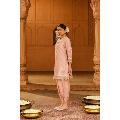 Sheetal Batra Pink Short Kurta With Dhoti (Set of 2)