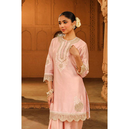 Sheetal Batra Pink Short Kurta With Dhoti (Set of 2)